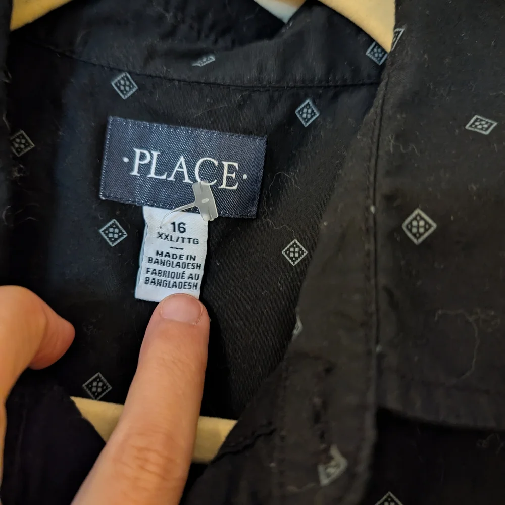 The Children's Place Navy Blue Button Down Diamond Pattern Shirt